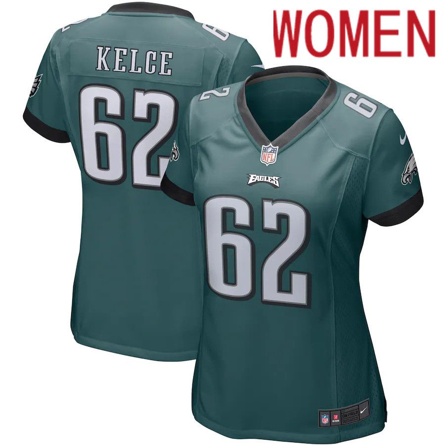 Women Philadelphia Eagles #62 Jason Kelce Nike Green Game Player NFL Jersey->women nfl jersey->Women Jersey